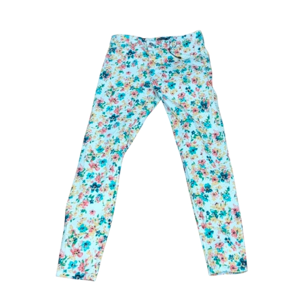 Bershka Floral Print Super Skinny Low Rise Jeans Size 6